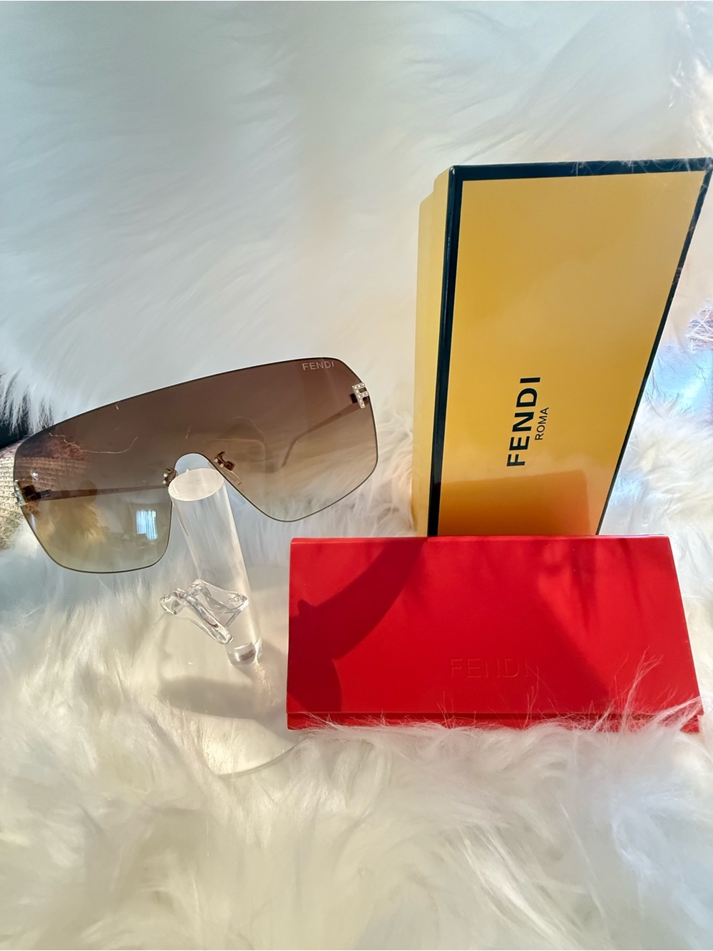 Fendi Women’s Rimless Shield Sunglasses in Brown Gradient